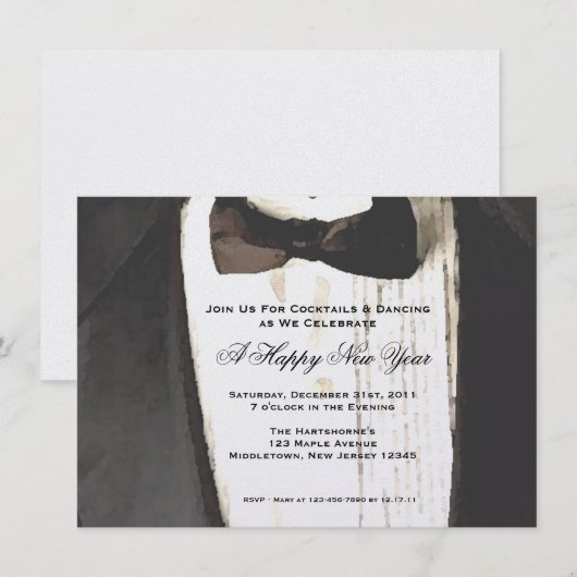 Zwarte Tie Formele Gelegenheid Uitnodiging (Voorkant / Achterkant)