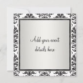 Zwarte Tie Party Zwarte Damast Feest Uitnodiging (Achterkant)