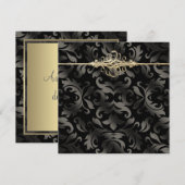 Zwarte Tie Party Zwarte Goud Zwarte Damast Uitnodi Kaart (Voorkant / Achterkant)
