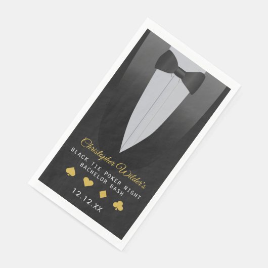 Zwarte Tie Poker Nacht Bachelorfeest Servet (Hoek)