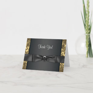 Zwarte Tie Zwarte en Gouden Dankkaartjes Bedankkaart