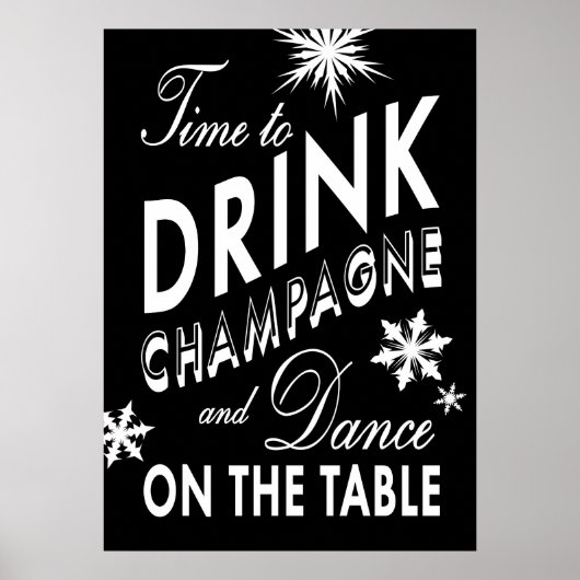 Zwarte tijd om Champagne Holiday Poster te Drinken (Voorkant)
