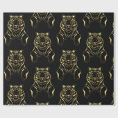 Zwarte tijger met gouden strepen cadeaupapier (Vlak)