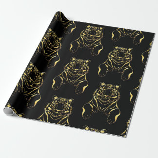 Zwarte tijger met gouden strepen cadeaupapier