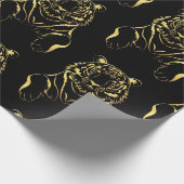 Zwarte tijger met gouden strepen cadeaupapier (Hoek)
