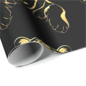 Zwarte tijger met gouden strepen cadeaupapier (Rol Hoek)