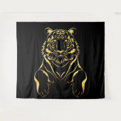 Zwarte tijger met gouden strepen wandkleed (Voorkant (horizontaal))