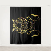 Zwarte tijger met gouden strepen wandkleed (Voorkant)