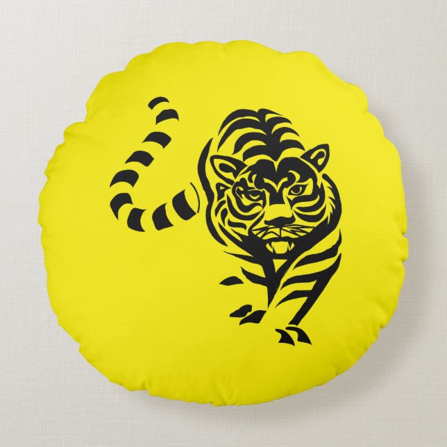 Zwarte tijger rond kussen (Voorkant)
