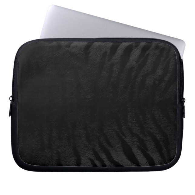 Zwarte Tijgerhuidprint Nieuw Laptop Sleeve (Voorkant)