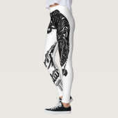 Zwarte tijgervectorkunst met zwarte tijgertekst leggings (Links)