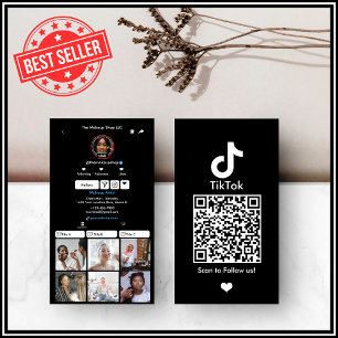 Zwarte TikTok Social Media QR-code Visitekaart Visitekaartje