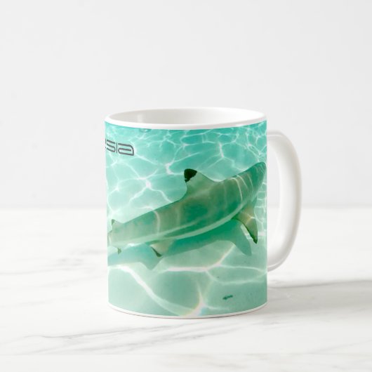 Zwarte Tip Ref Shark Coffee-Mok Koffiemok (Voorkant rechts)