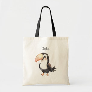 Zwarte Toekan Vogel Flamingo Tote Bag