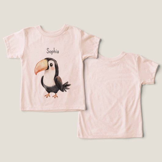 Zwarte Toekan Vogel Perzik Snavel (Ontwerp Voorkant & Achterkant)