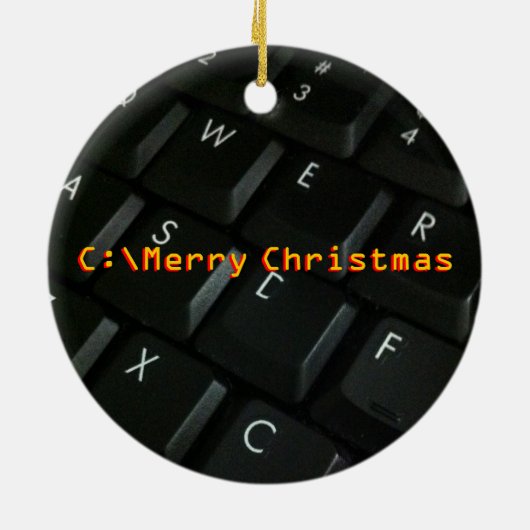 Zwarte-toetsenbordgeek kerstversiering keramisch ornament (Achterkant)