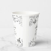 Zwarte Toile De Jouy  Bloemen Bruids Brunch Papieren Bekers (Rechts)