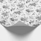 Zwarte Toile De Jouy  Bloemen Chinoiserie Cadeaupapier (Hoek)