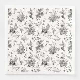 Zwarte Toile De Jouy Bloemen Chinoiserie Servet