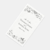 Zwarte Toile De Jouy  Bloemen Huwelijk Servet (Hoek)