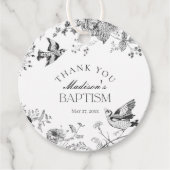 Zwarte Toile De Jouy Bloemendoop Bedankjes Labels (Voorkant)