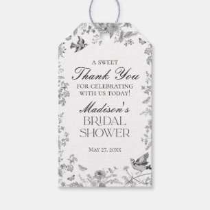 Zwarte Toile De Jouy Bloemige Bruiloftsfavorieten Cadeaulabel
