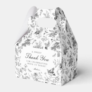 Zwarte Toile De Jouy Bloemrijke Dessert Favor Doze Bedankdoosjes