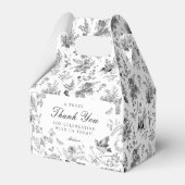 Zwarte Toile De Jouy bloemrijke dessert favorieten Bedankdoosjes (Achterkant)