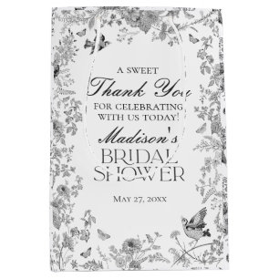 Zwarte Toile De Jouy Bruiloft Favorieten Medium Cadeauzakje