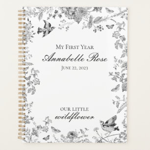 Zwarte Toile De Jouy Vintage Bloem Mijn Eerste Jaa Planner