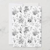 Zwarte Toile De Jouy Vintage Bloemendoop Kaart (Achterkant)
