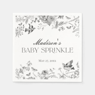 Zwarte Toile De Jouy Vintage Bloemige Baby Sprinkl Servet