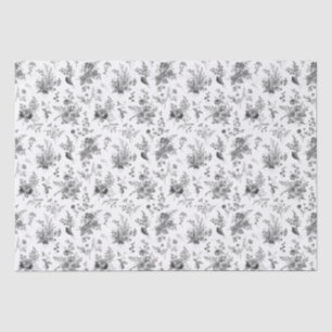 Zwarte Toile De Jouy Vintage Bloemrijke Chinoiseri Tissuepapier