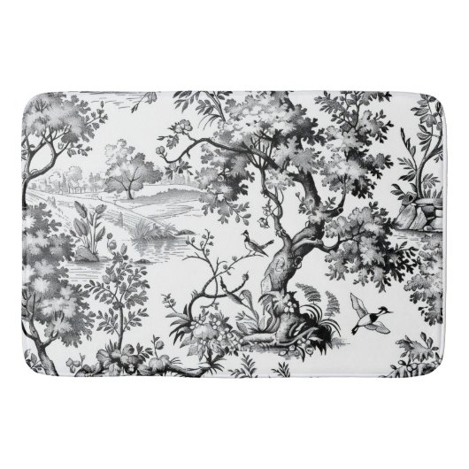 Zwarte Toile Print Badmat (Voorkant)