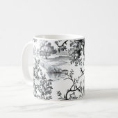 Zwarte Toile Print Koffiemok (Voorkant links)