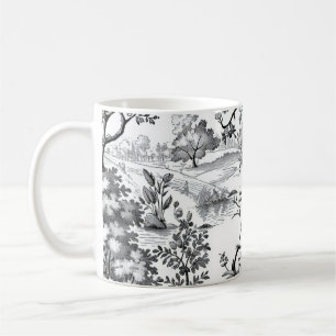 Zwarte Toile Print Koffiemok