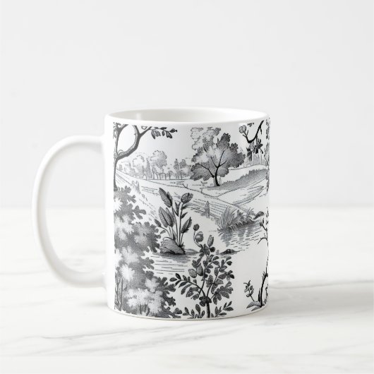 Zwarte Toile Print Koffiemok (Links)