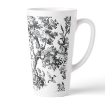Zwarte Toile Print Latte Mok