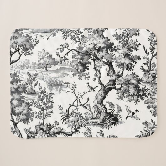 Zwarte Toile Print Sherpa Deken (Voorkant (horizontaal))