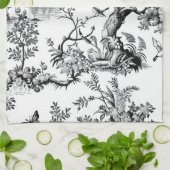 Zwarte Toile Print Theedoek (Gevouwen)