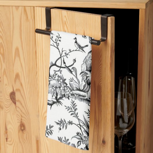 Zwarte Toile Print Theedoek (Derde Gevouwen)