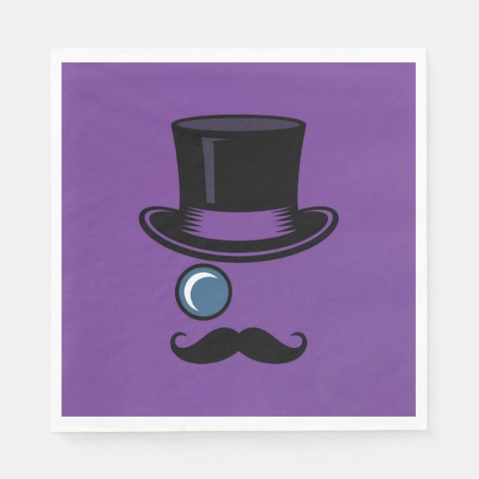Zwarte Top Hat Paarse Lunch Servetten (Voorkant)