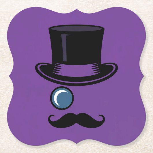 Zwarte Top Hat Paarse Onderzetter Set (Voorkant)