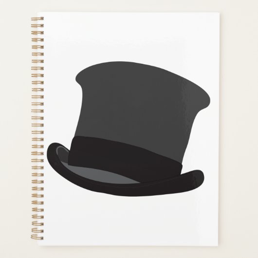 Zwarte Top Hat Spiral Planner (Voorkant)