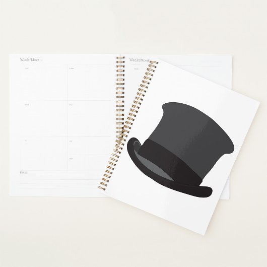 Zwarte Top Hat Spiral Planner