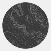 Zwarte topografie ronde sticker (Voorkant)