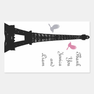 Zwarte Tortelduifjes Dank je wel Rechthoekige Sticker