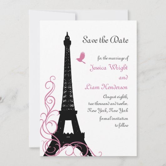 Zwarte Tortelduifjes Sla de datum op Save The Date (Voorkant)