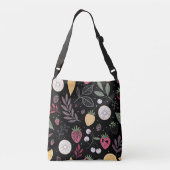 “Zwarte Tote Bag met Bloemmotief en Fruit” (Achterkant)