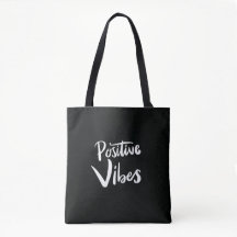 Zwarte Tote Bag met Positieve Vibes – Minimalistis